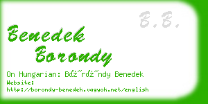 benedek borondy business card